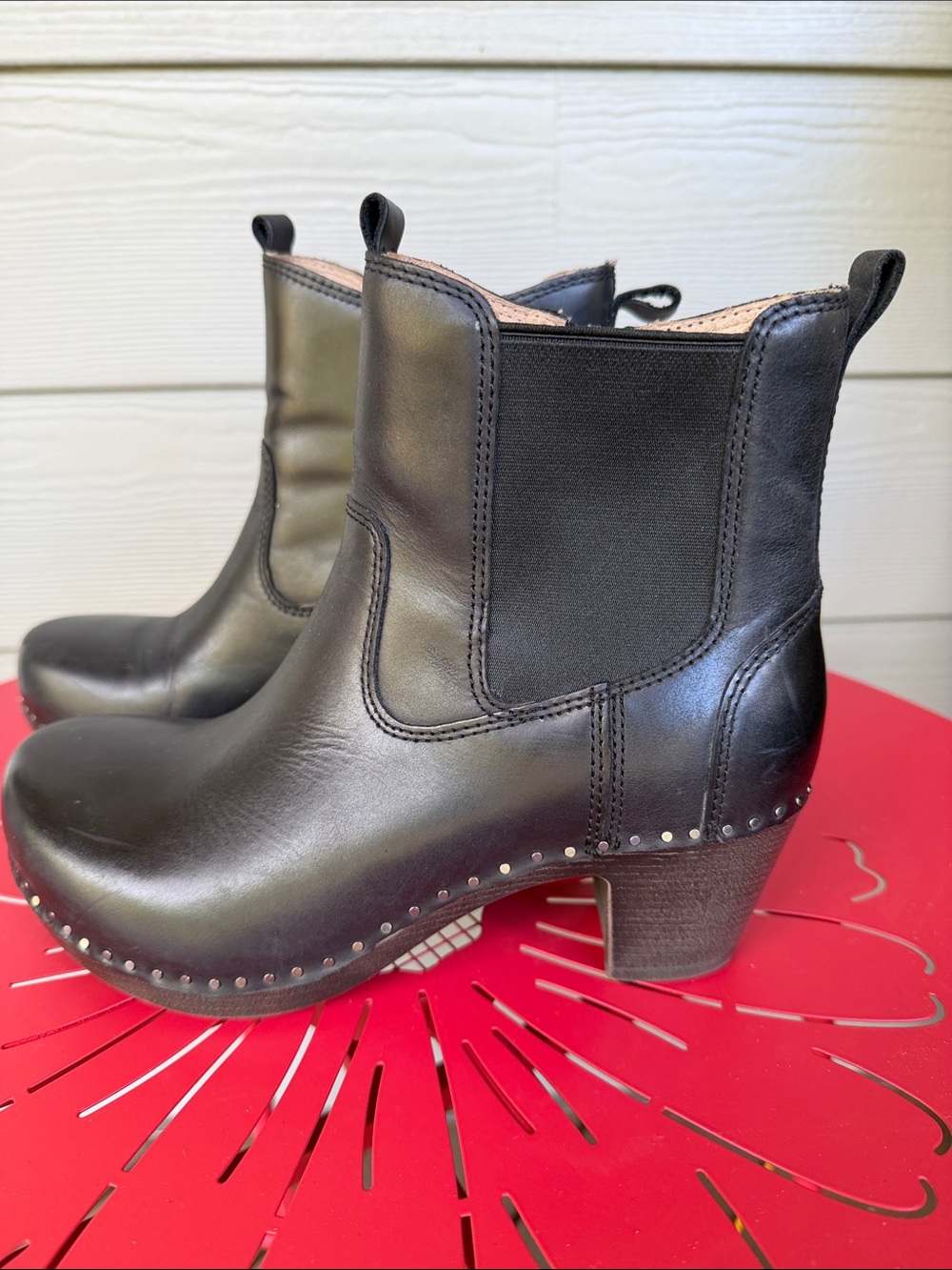 Dansko Black Leather Studded Shayna Ankle Boots size 37